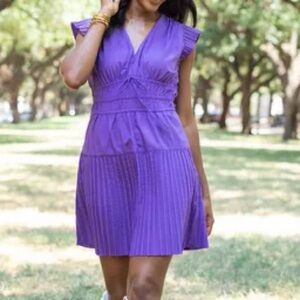 Purple Pleated Women's Dress